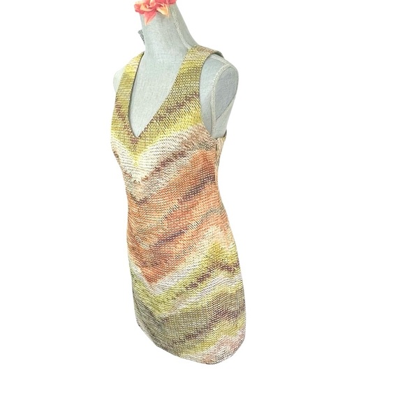 Tracy Reese Zig Zag Rafia Cross Back Shift in Tobacco color size S - Picture 4 of 15